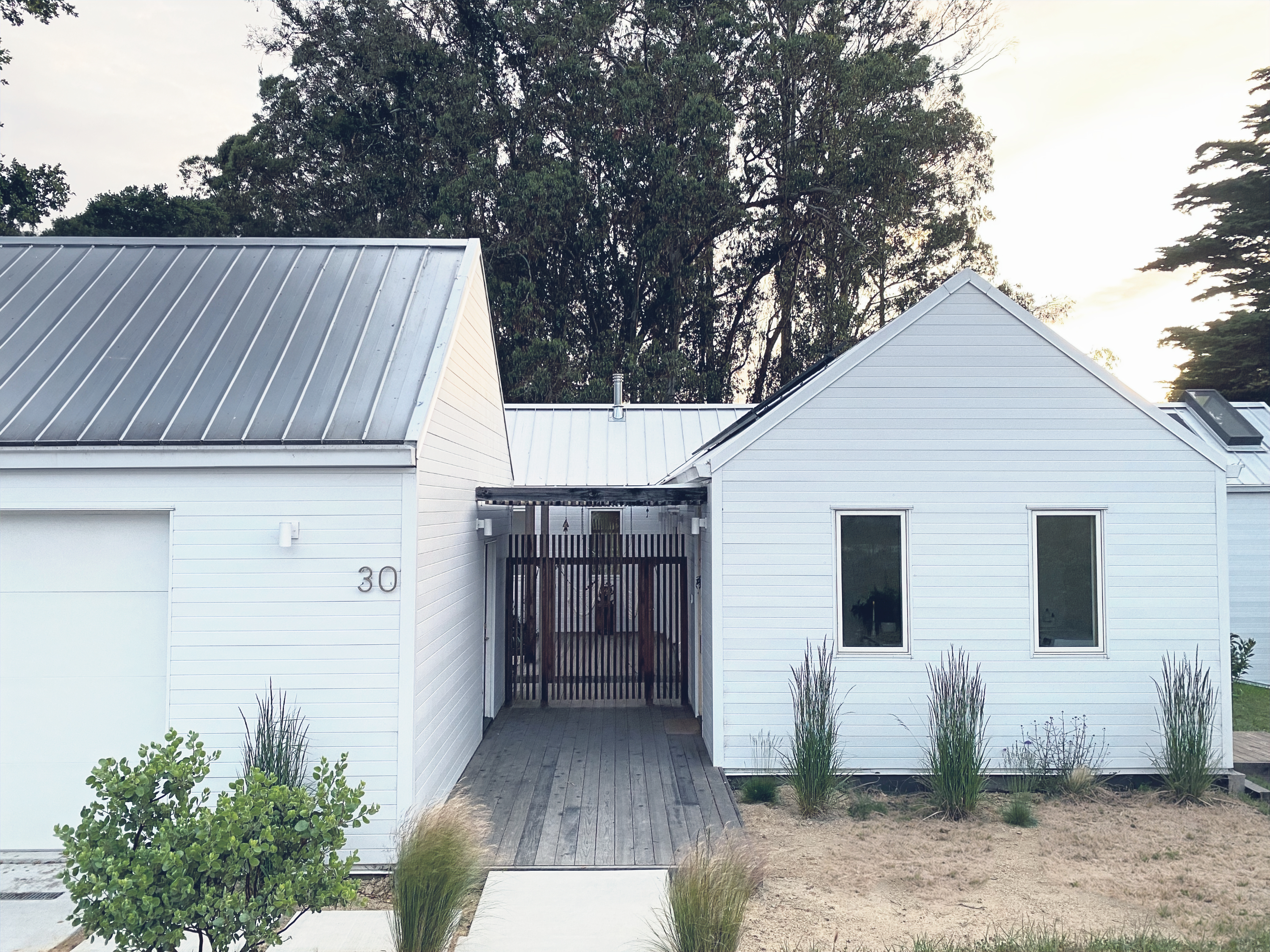 Finished residential exterior and courtyard entry
